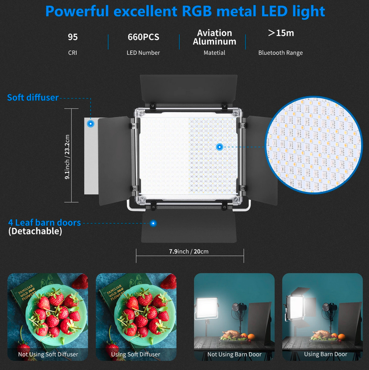 Neewer 660 RGB PRO (Power 50W) LED + Visico LS-8005 + NP-970 punjač - 6
